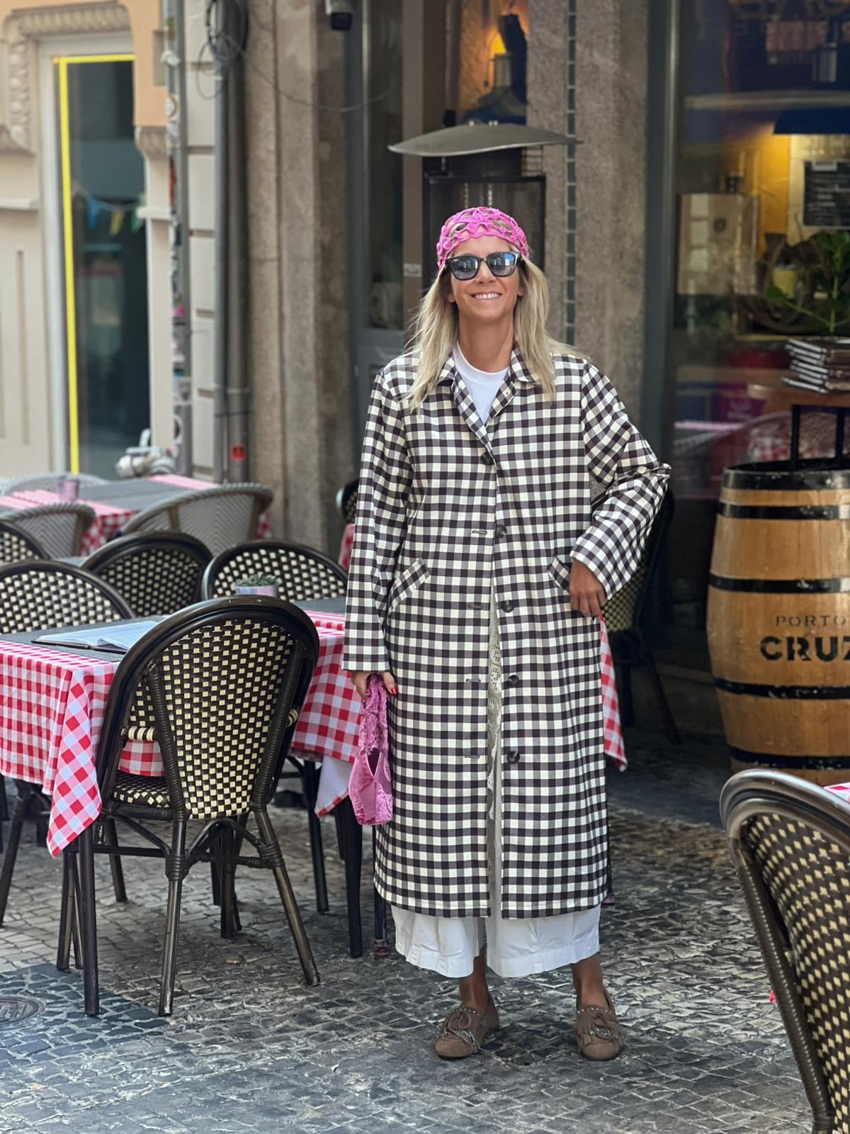 Gabardine Vichy castanha