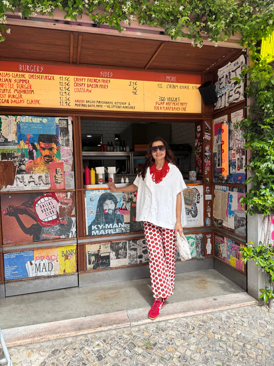 Calças padrão 🍅 tomate