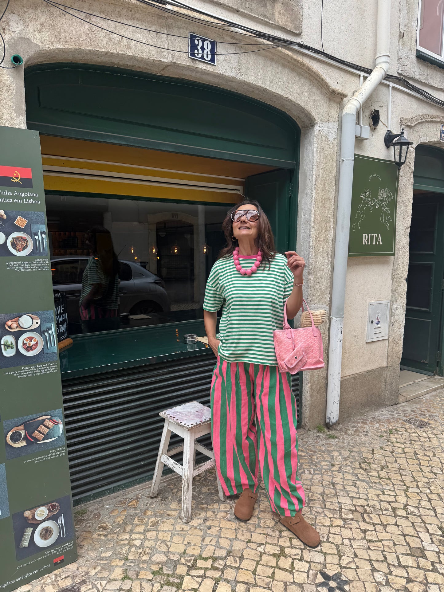 Calças rosa ricas