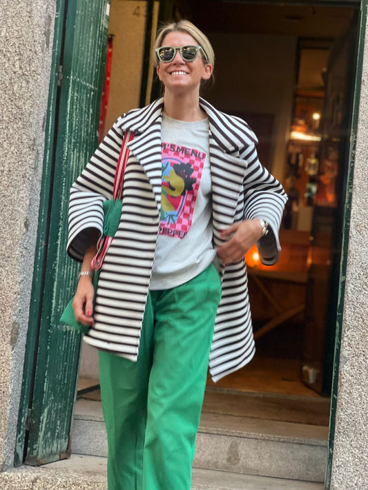 Casaco de riscas castanho Nova coleção