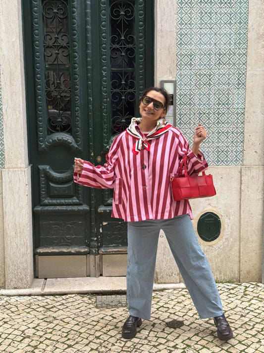 Casaco/ gabardine riscas