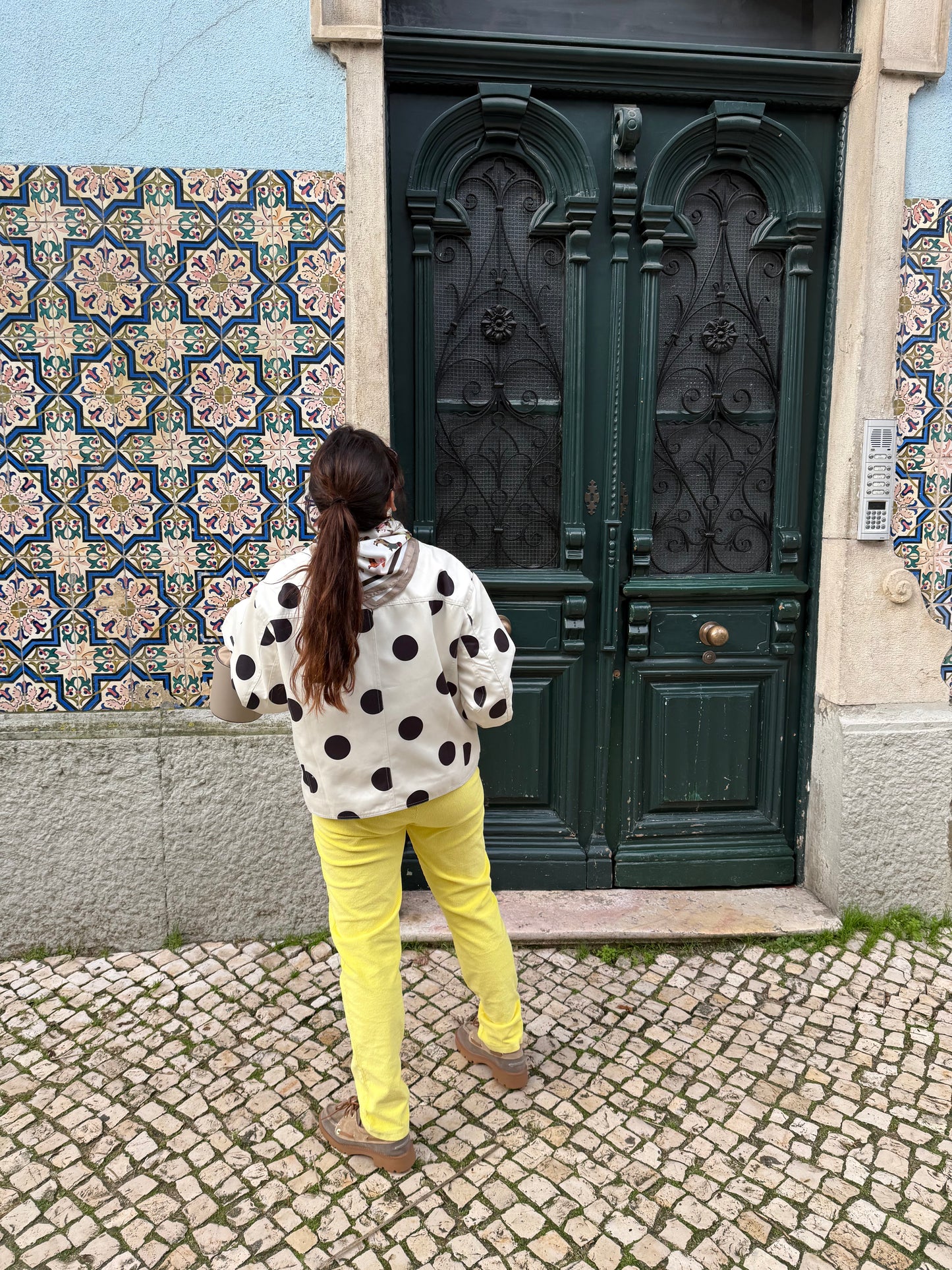 Casaco/ gabardine polka dots