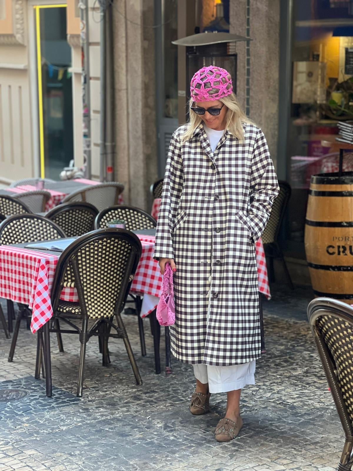 Gabardine Vichy castanha