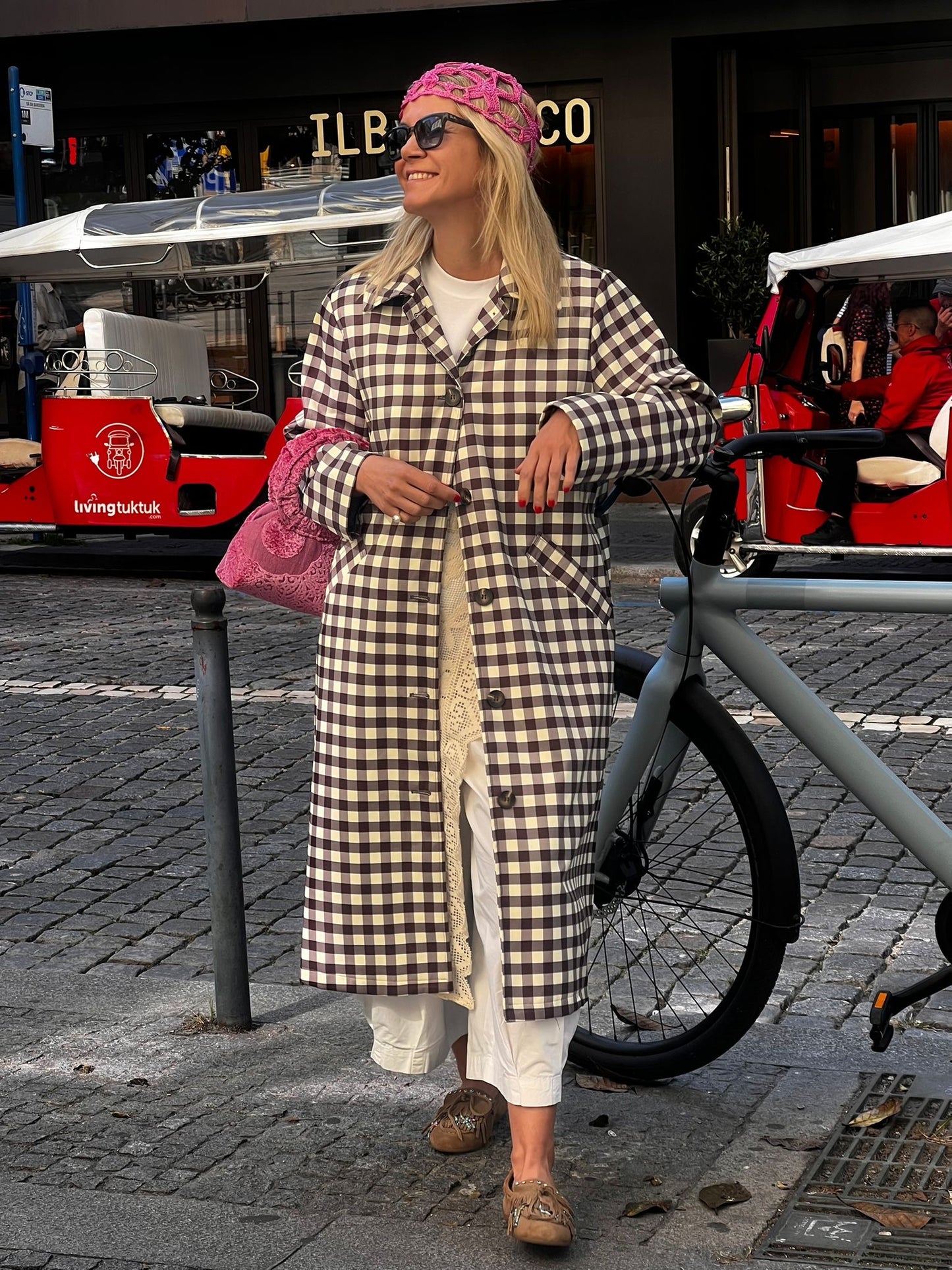 Gabardine Vichy castanha