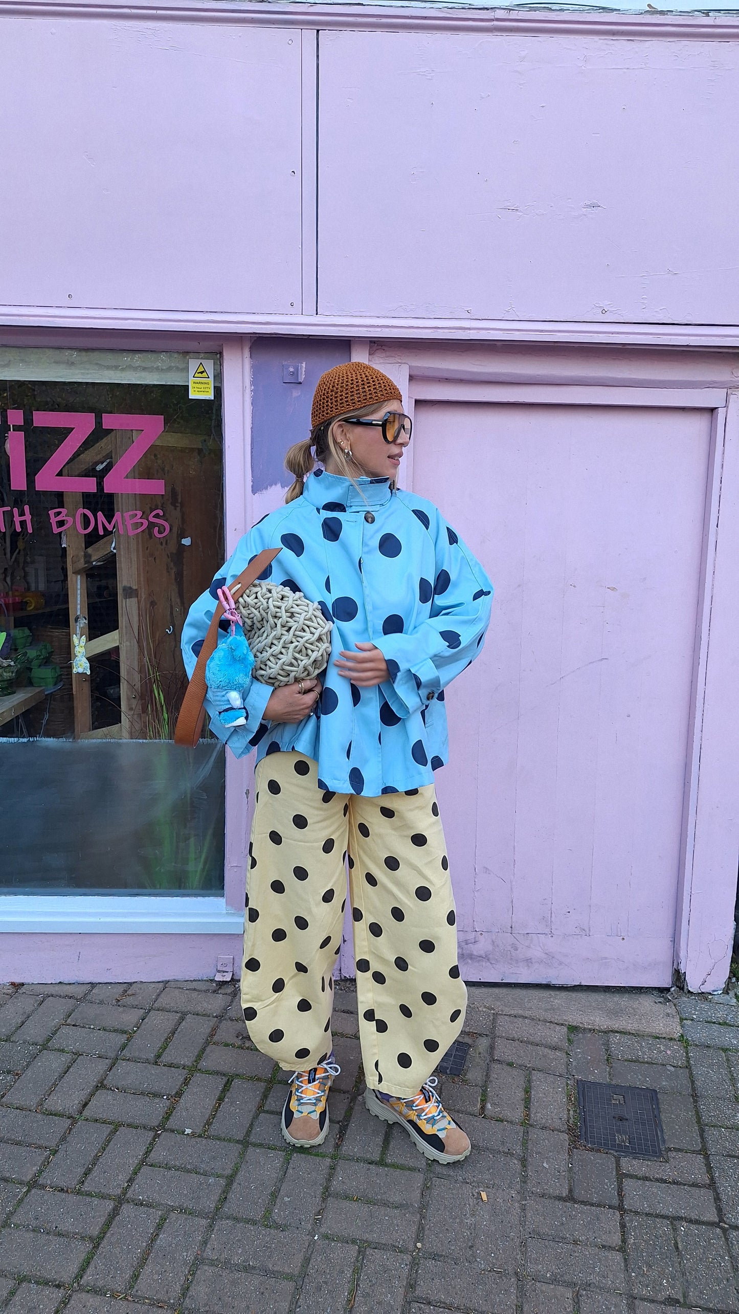 Casaco/ gabardine polka dots Azul