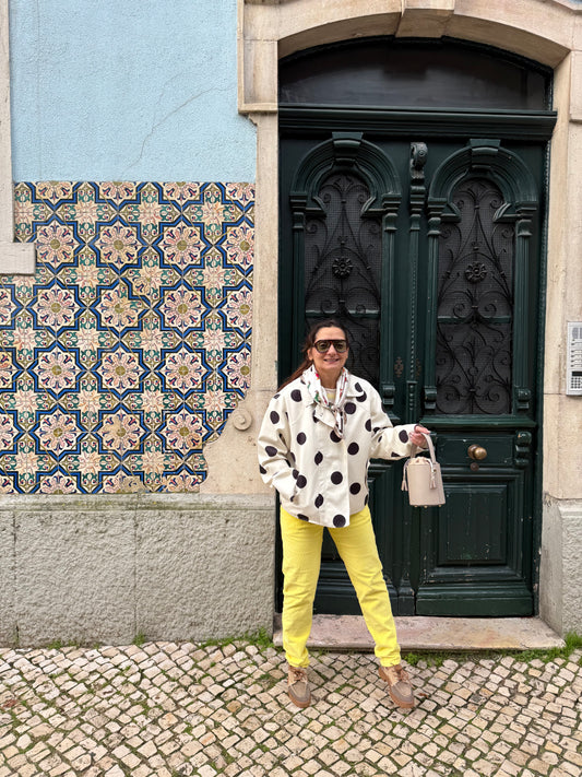 Casaco/ gabardine polka dots