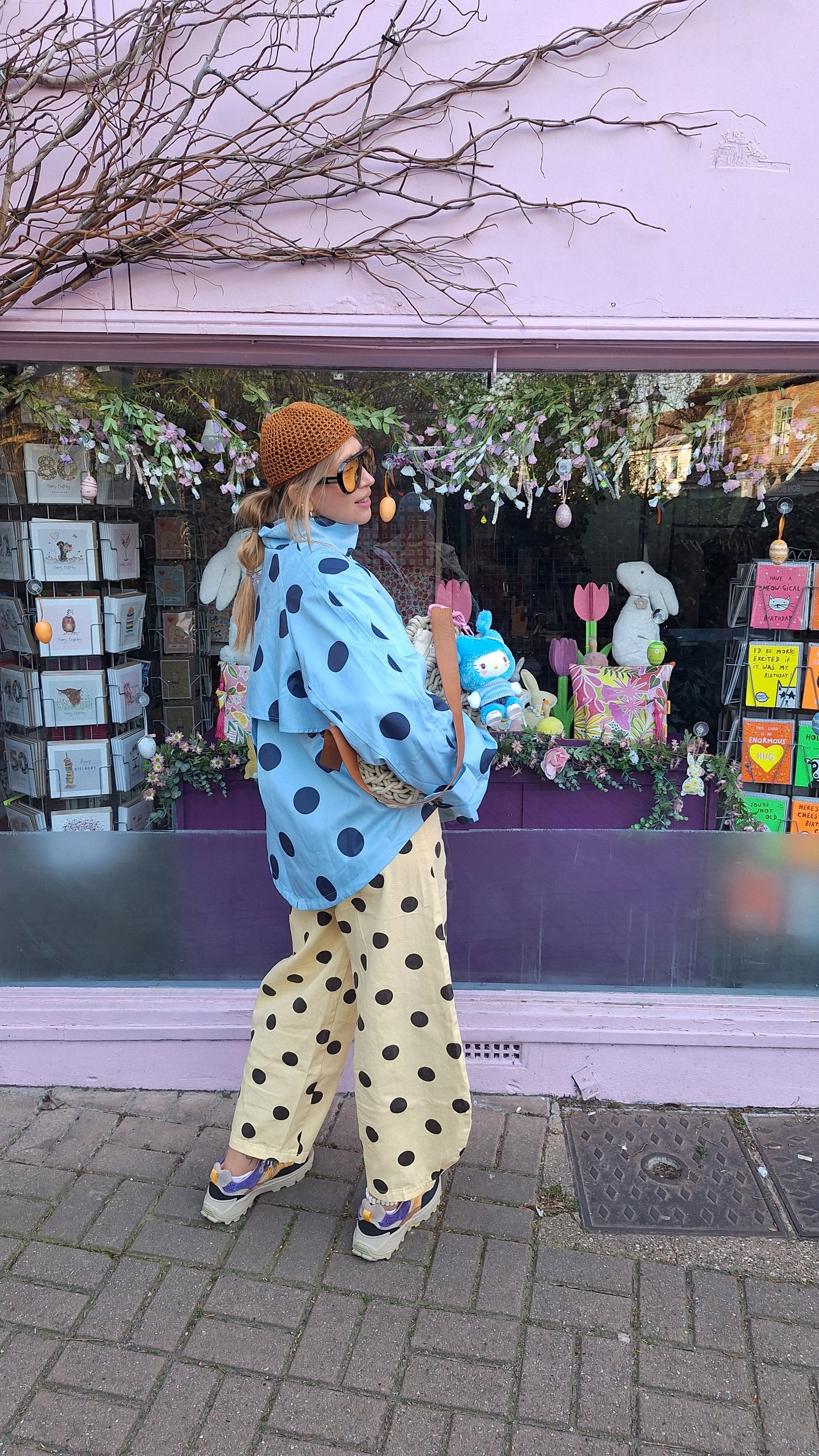 Casaco/ gabardine polka dots Azul