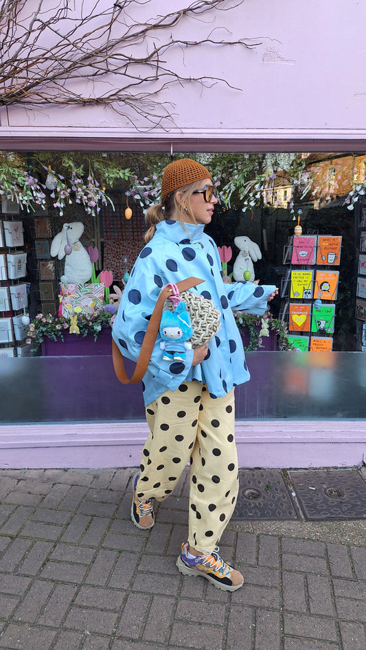 Casaco/ gabardine polka dots Azul