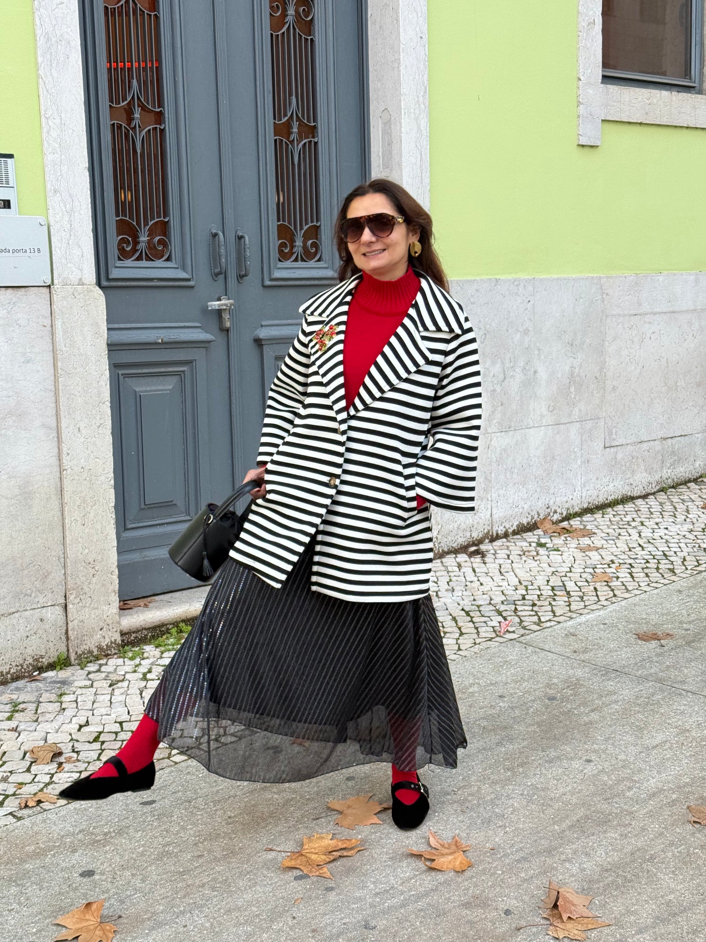 Casaco de riscas preto