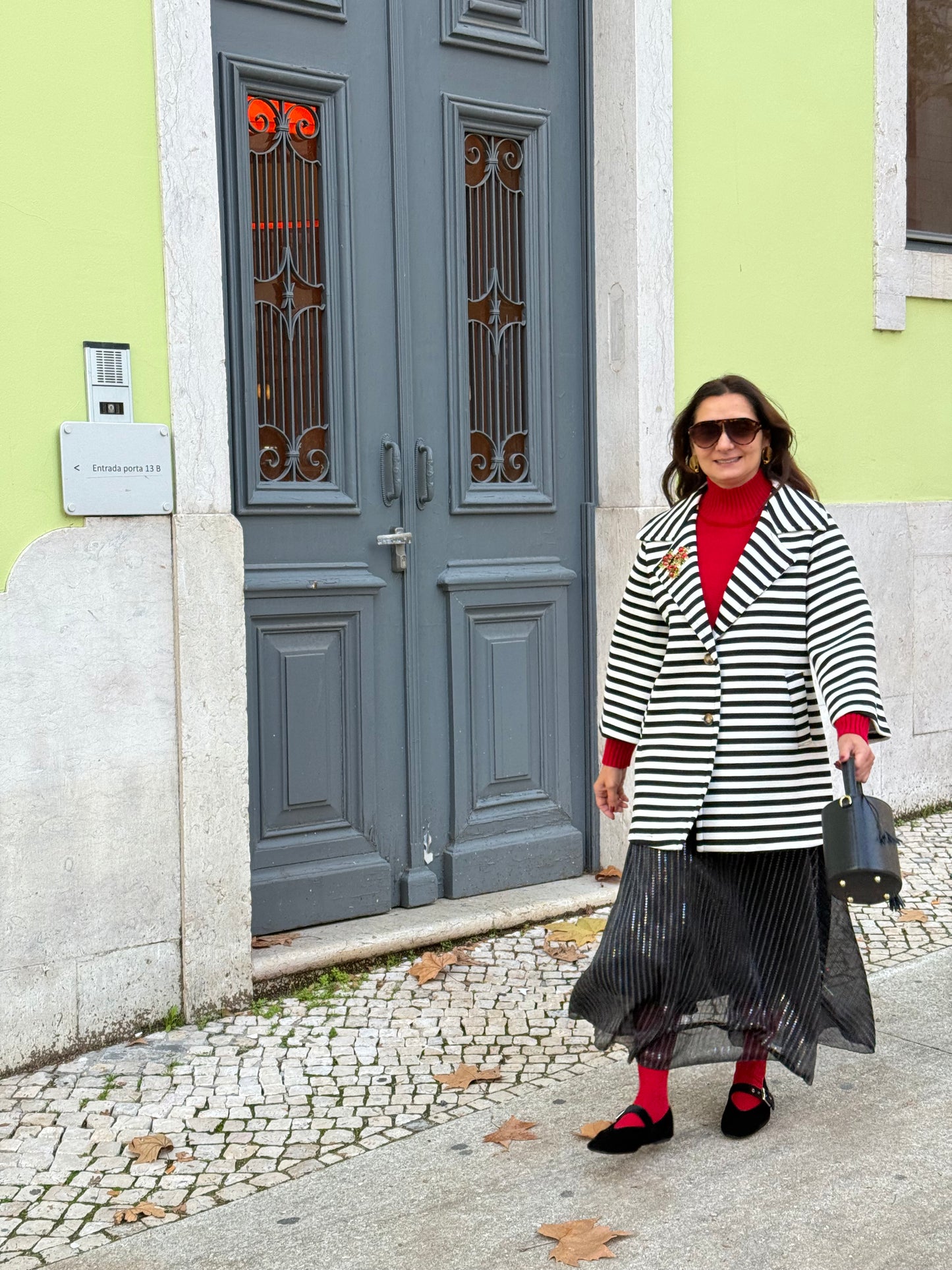 Casaco de riscas preto