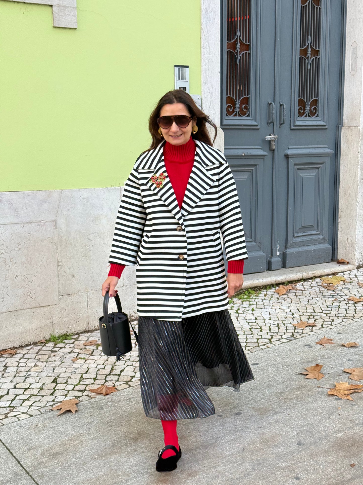 Casaco de riscas preto