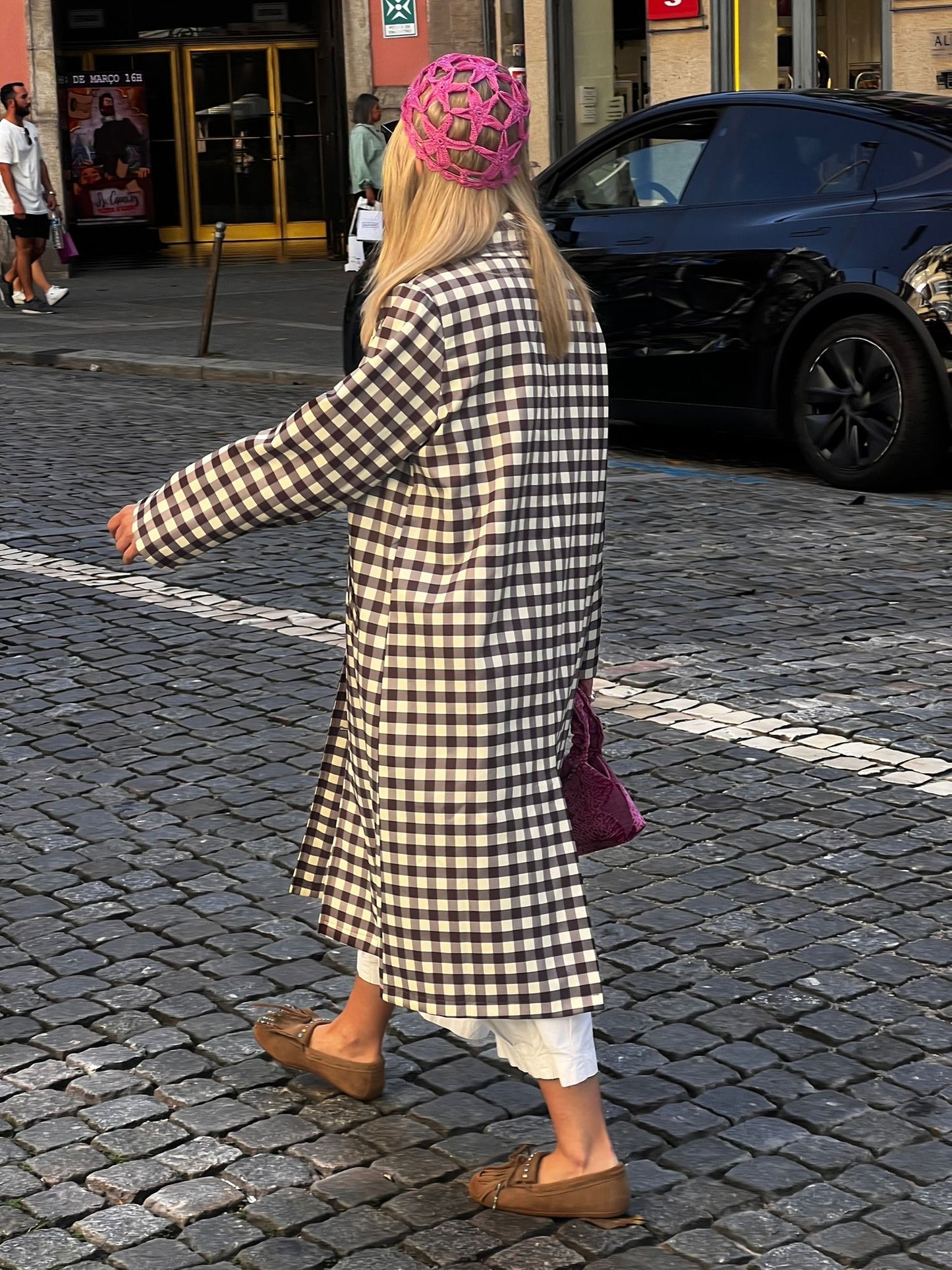 Gabardine Vichy castanha
