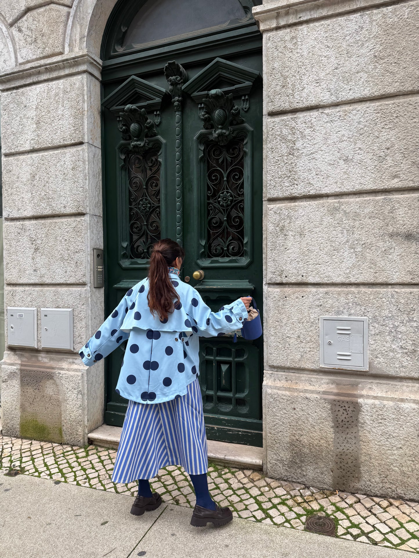 Casaco/ gabardine polka dots Azul