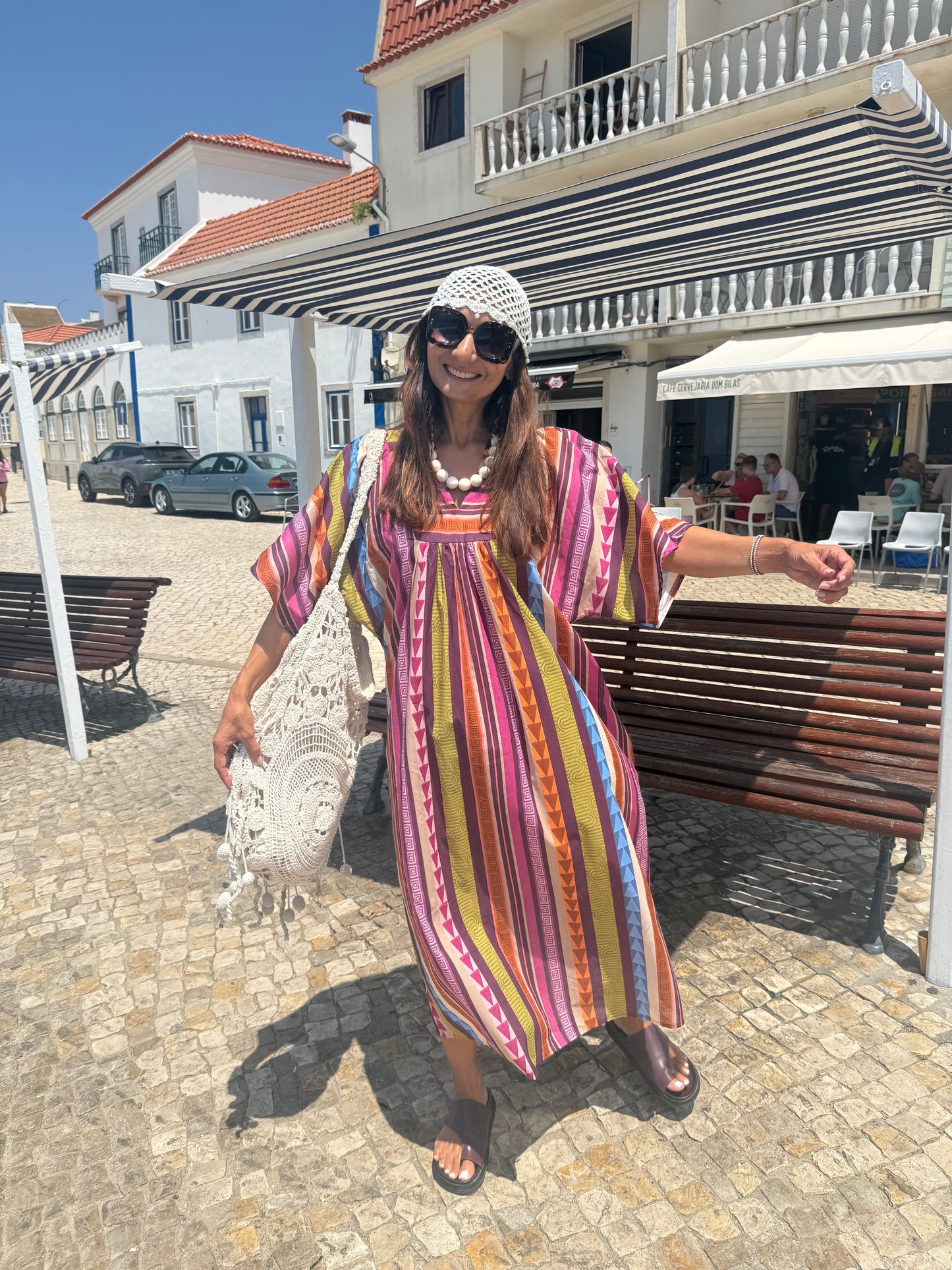 Vestido Casablanca com risca azul