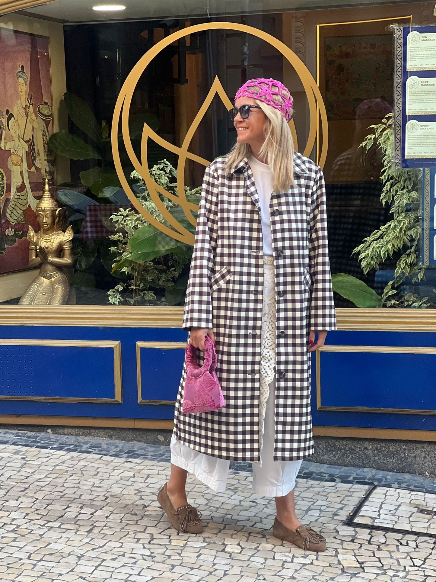 Gabardine Vichy castanha