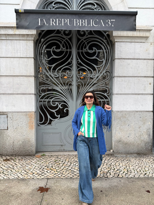 Camisola de malha riscas