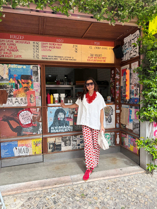 Calças padrão 🍅 tomate