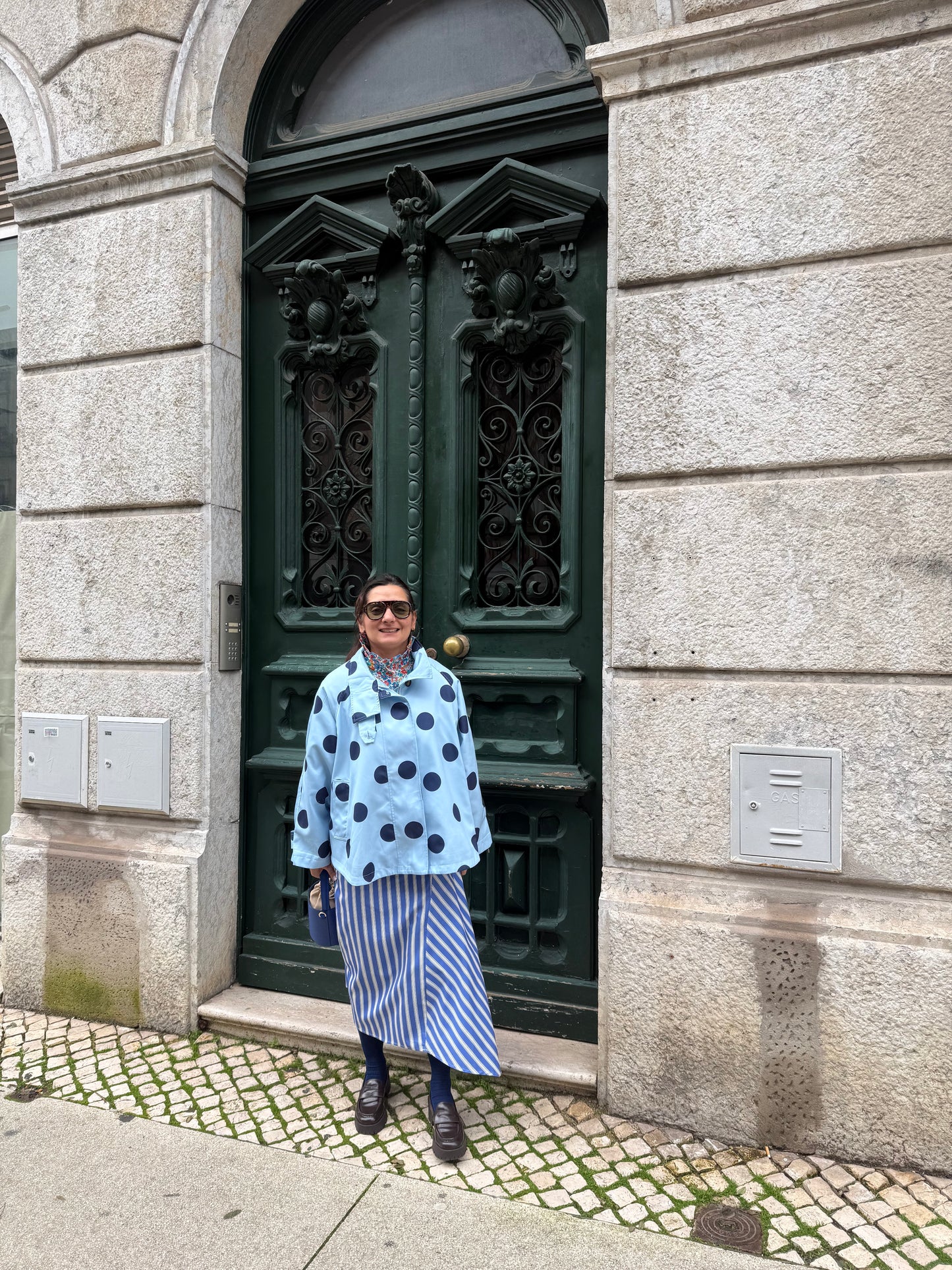 Casaco/ gabardine polka dots Azul