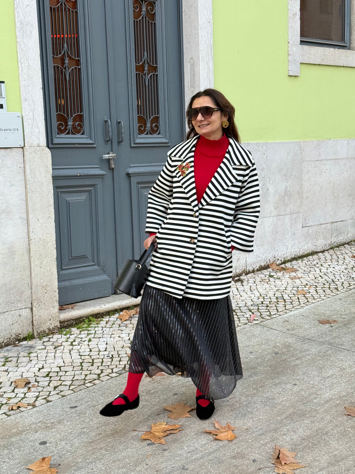 Casaco de riscas preto