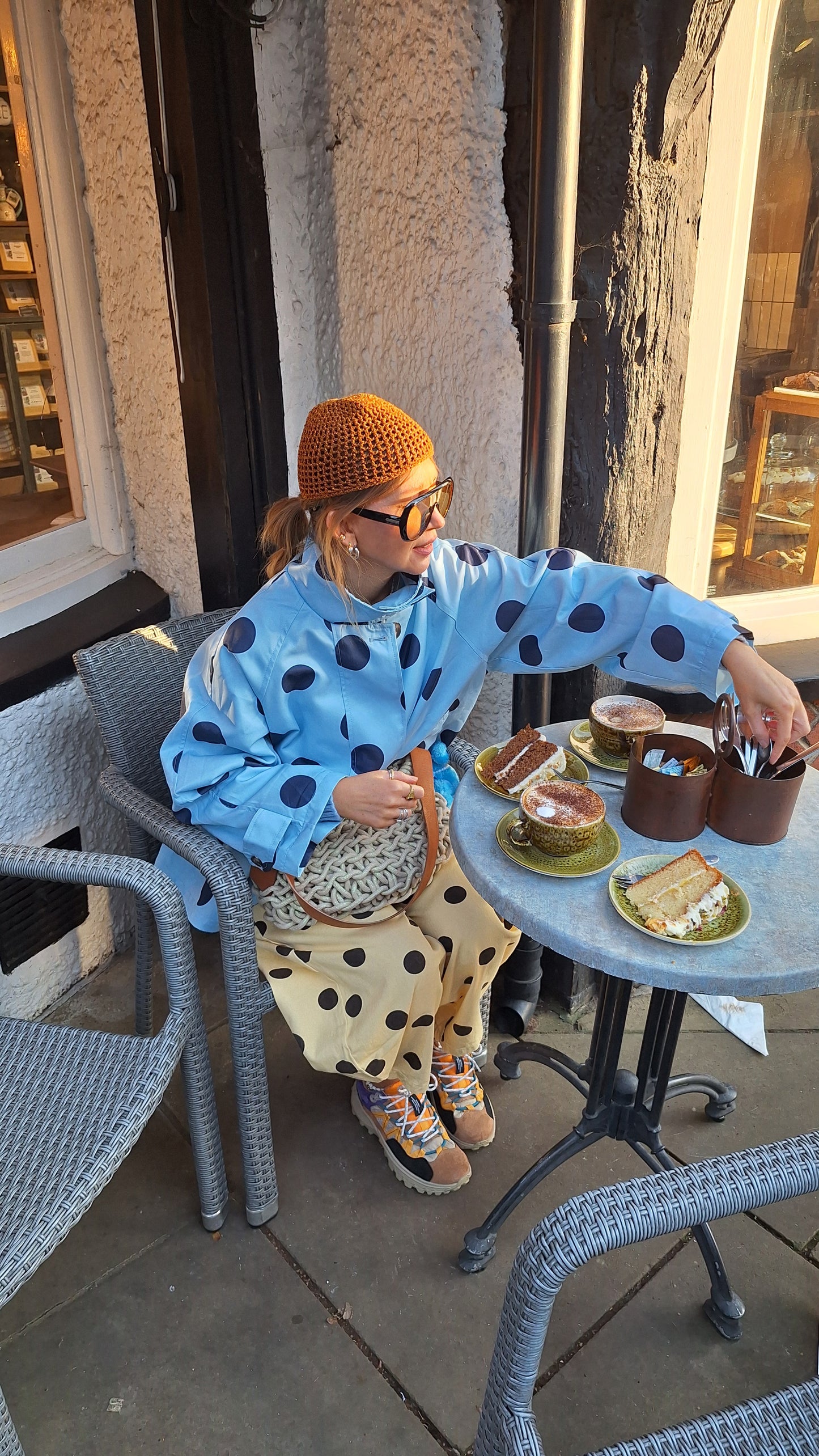 Casaco/ gabardine polka dots Azul