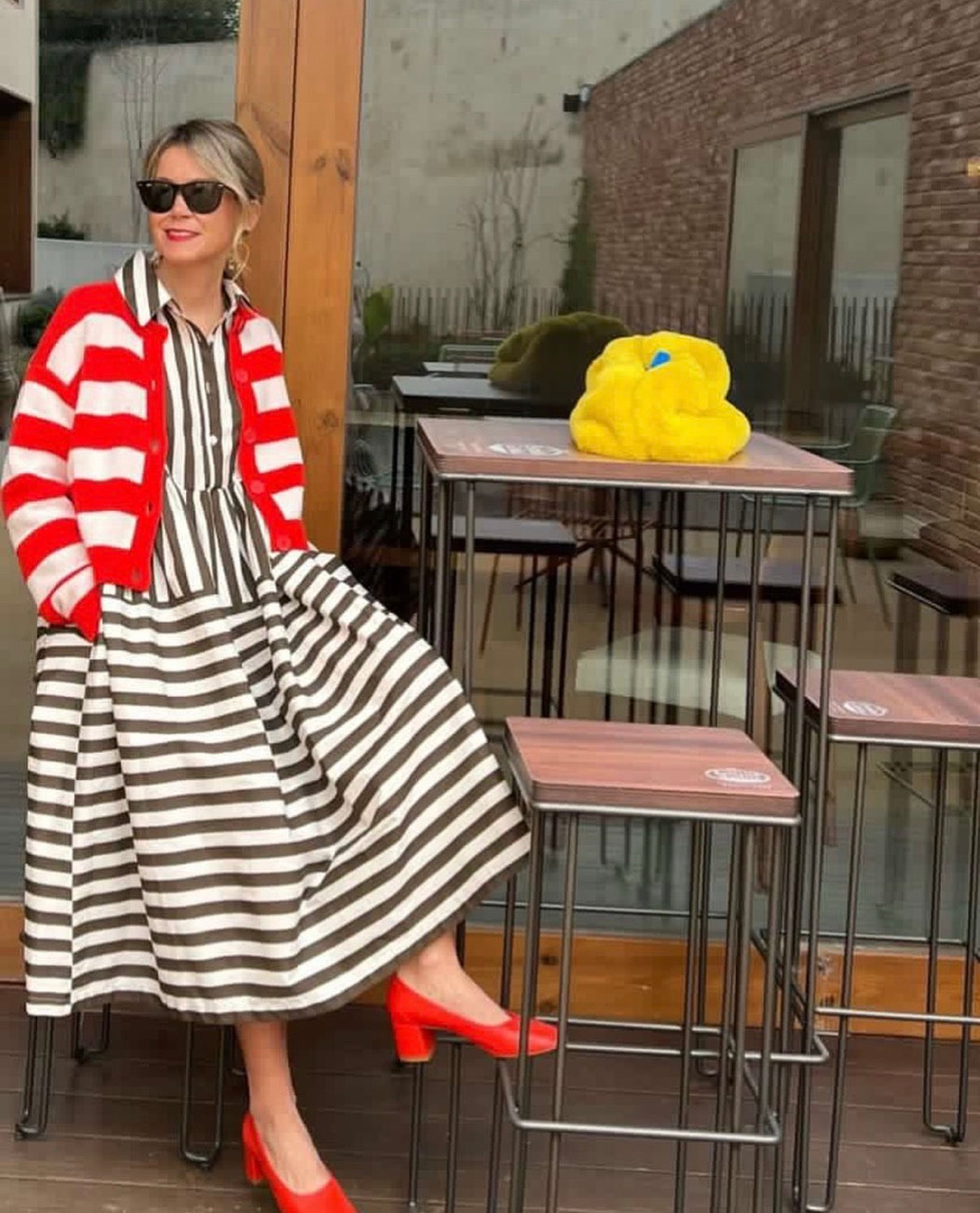 Vestido Riscas castanho