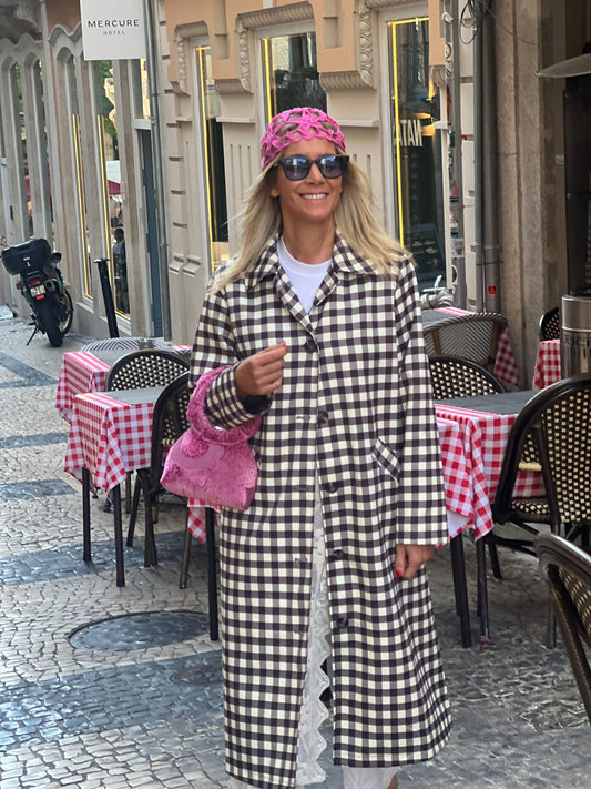 Gabardine Vichy castanha