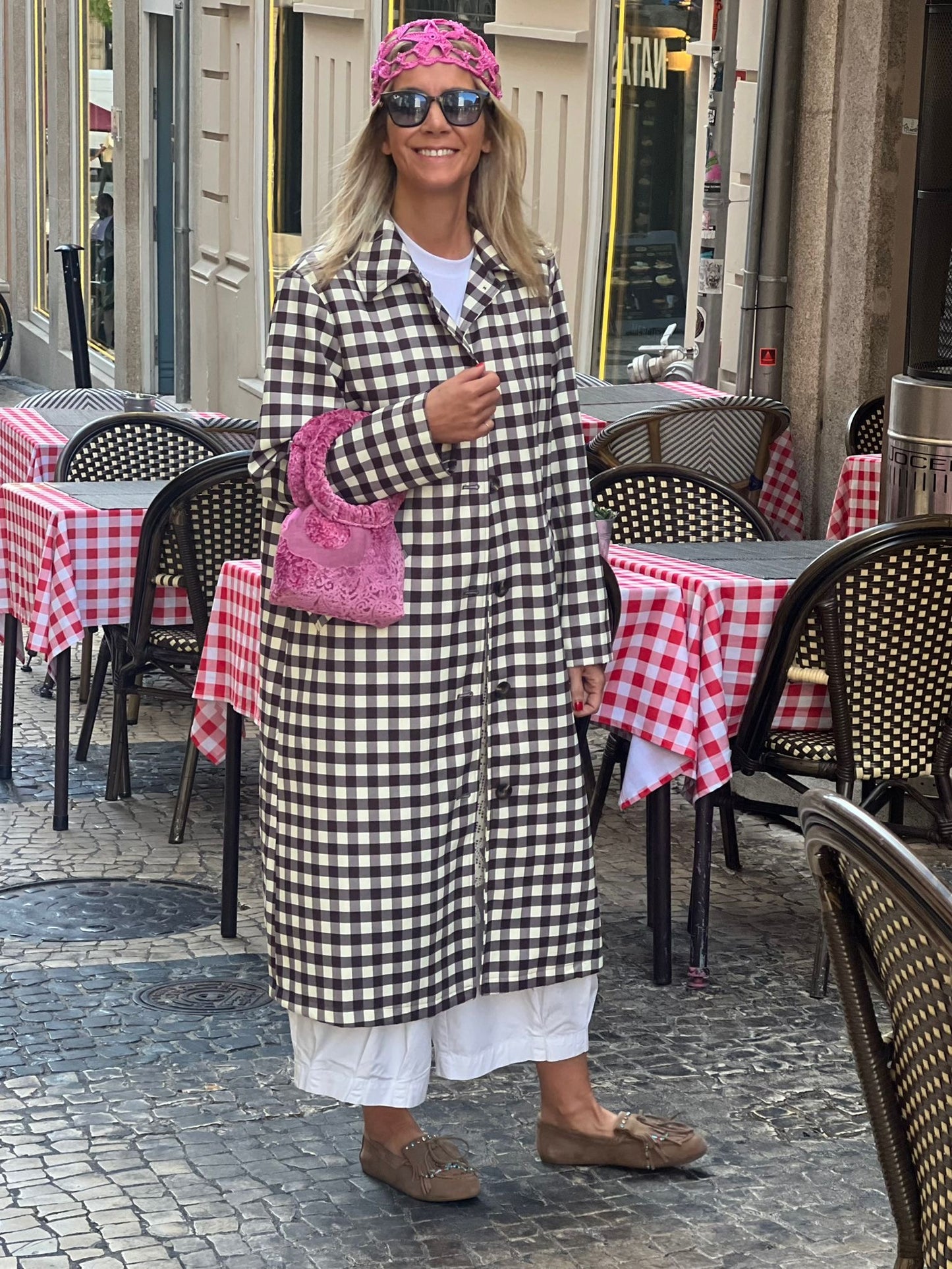 Gabardine Vichy castanha