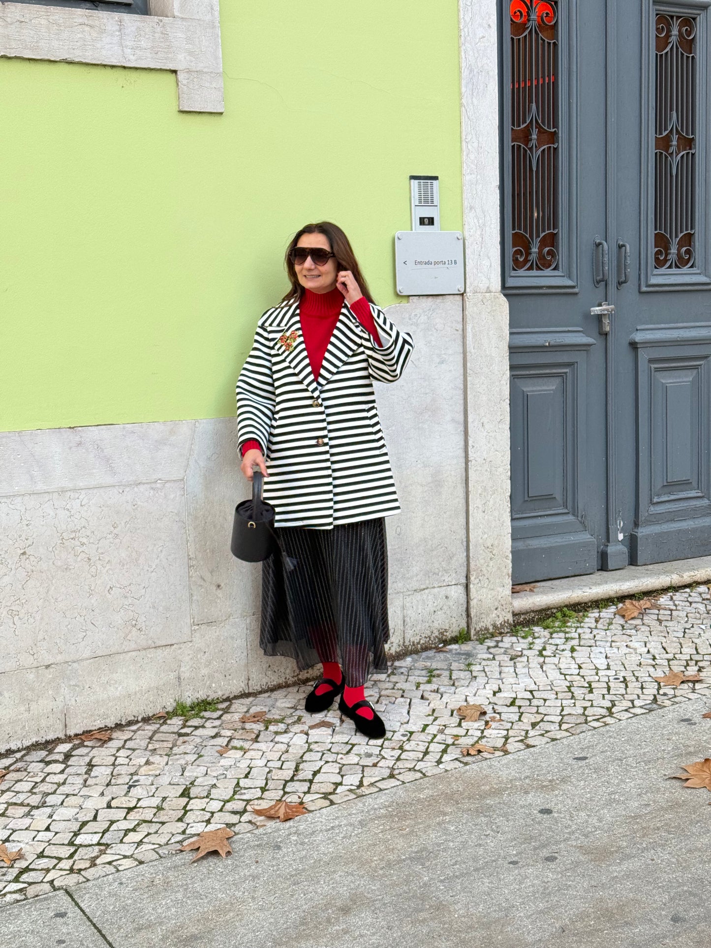 Casaco de riscas preto