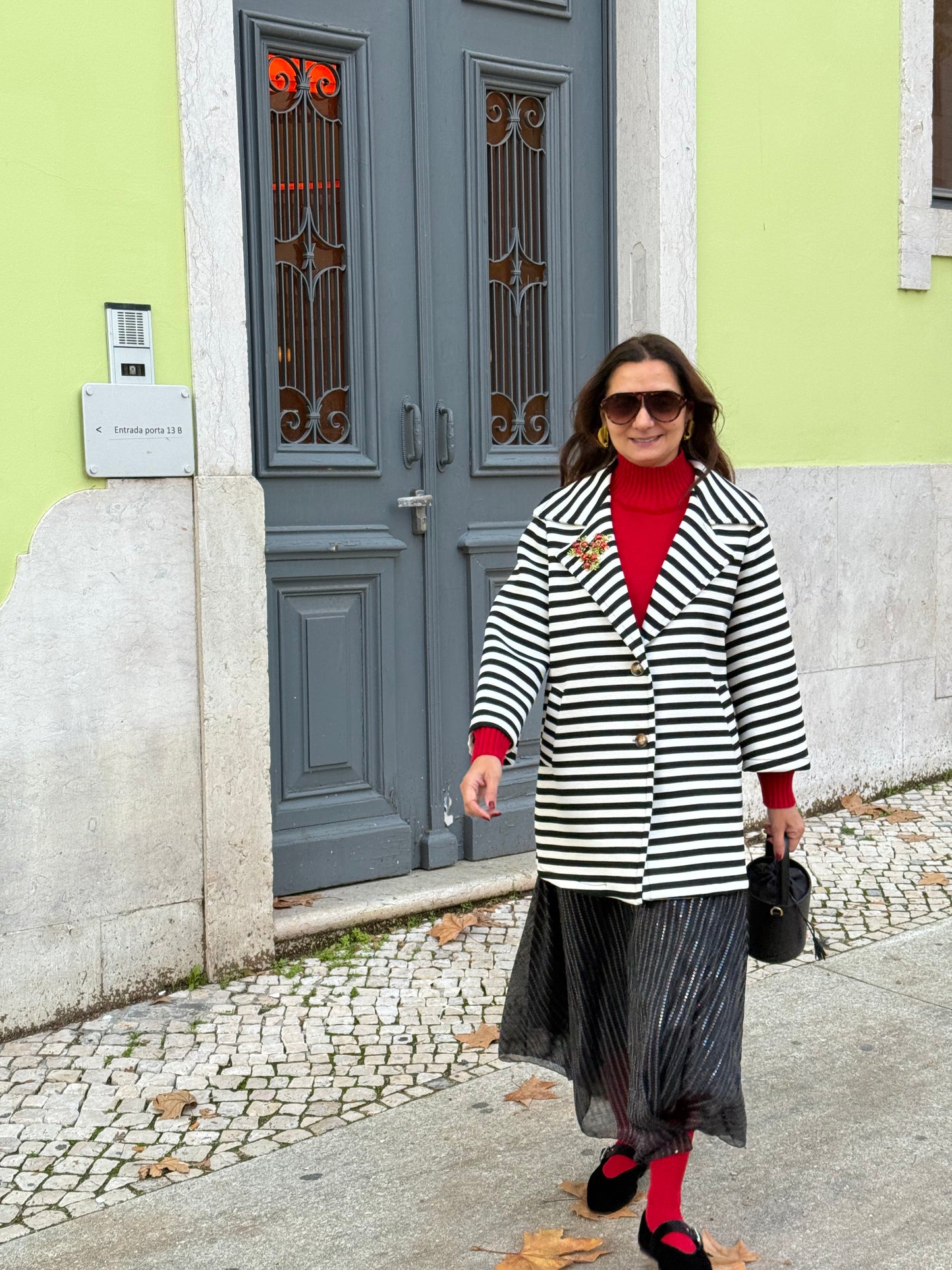 Casaco de riscas preto