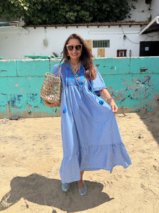 Vestido Vichy azul