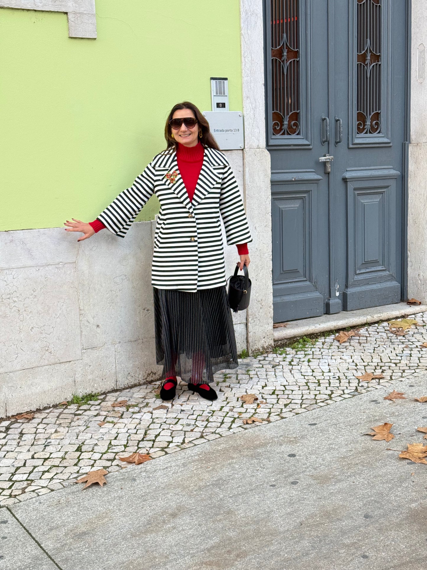 Casaco de riscas preto