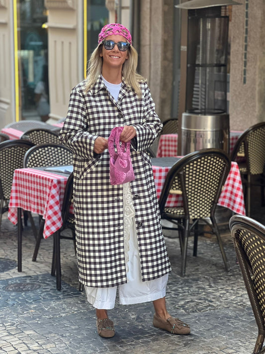 Gabardine Vichy castanha