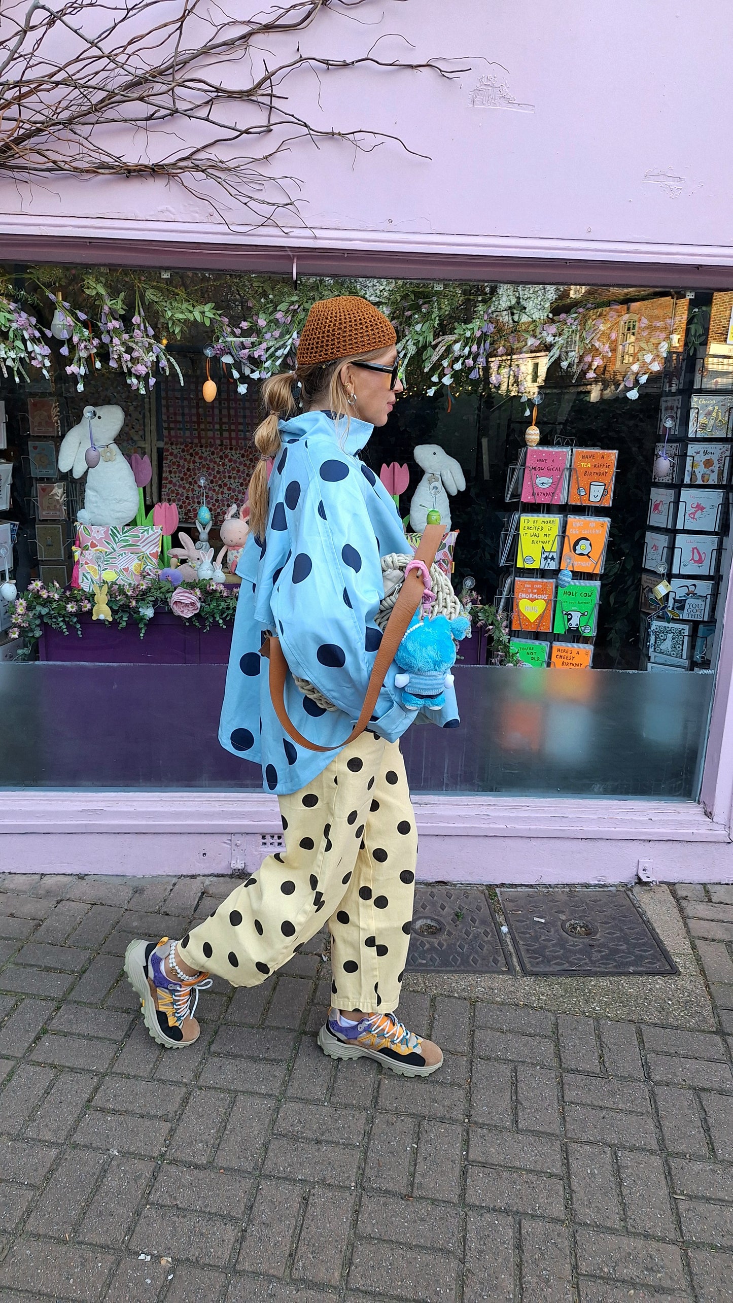 Casaco/ gabardine polka dots Azul