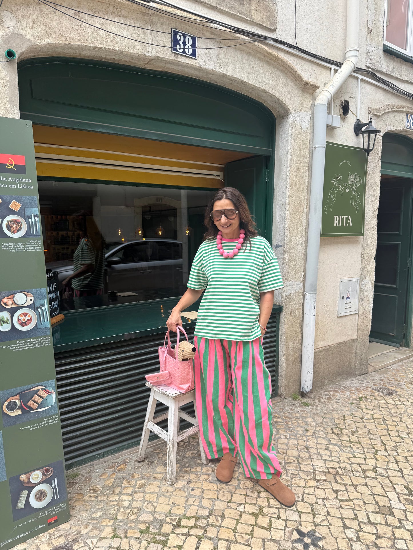 Calças rosa ricas