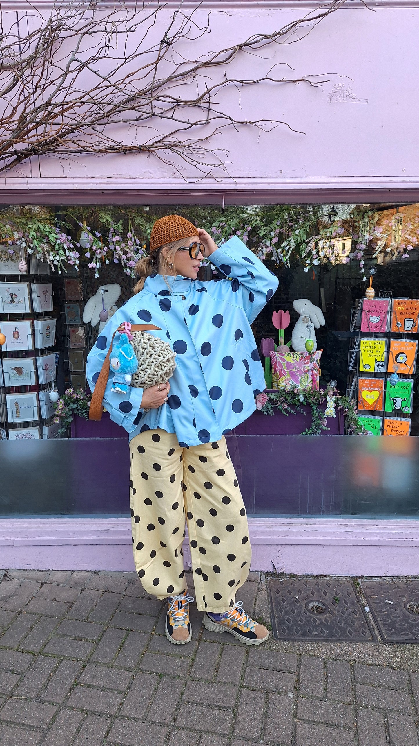 Casaco/ gabardine polka dots Azul