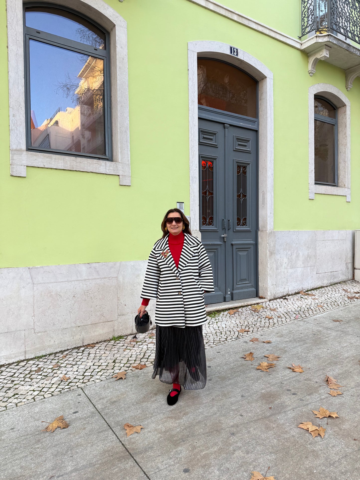 Casaco de riscas preto