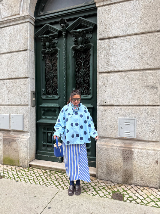 Casaco/ gabardine polka dots Azul