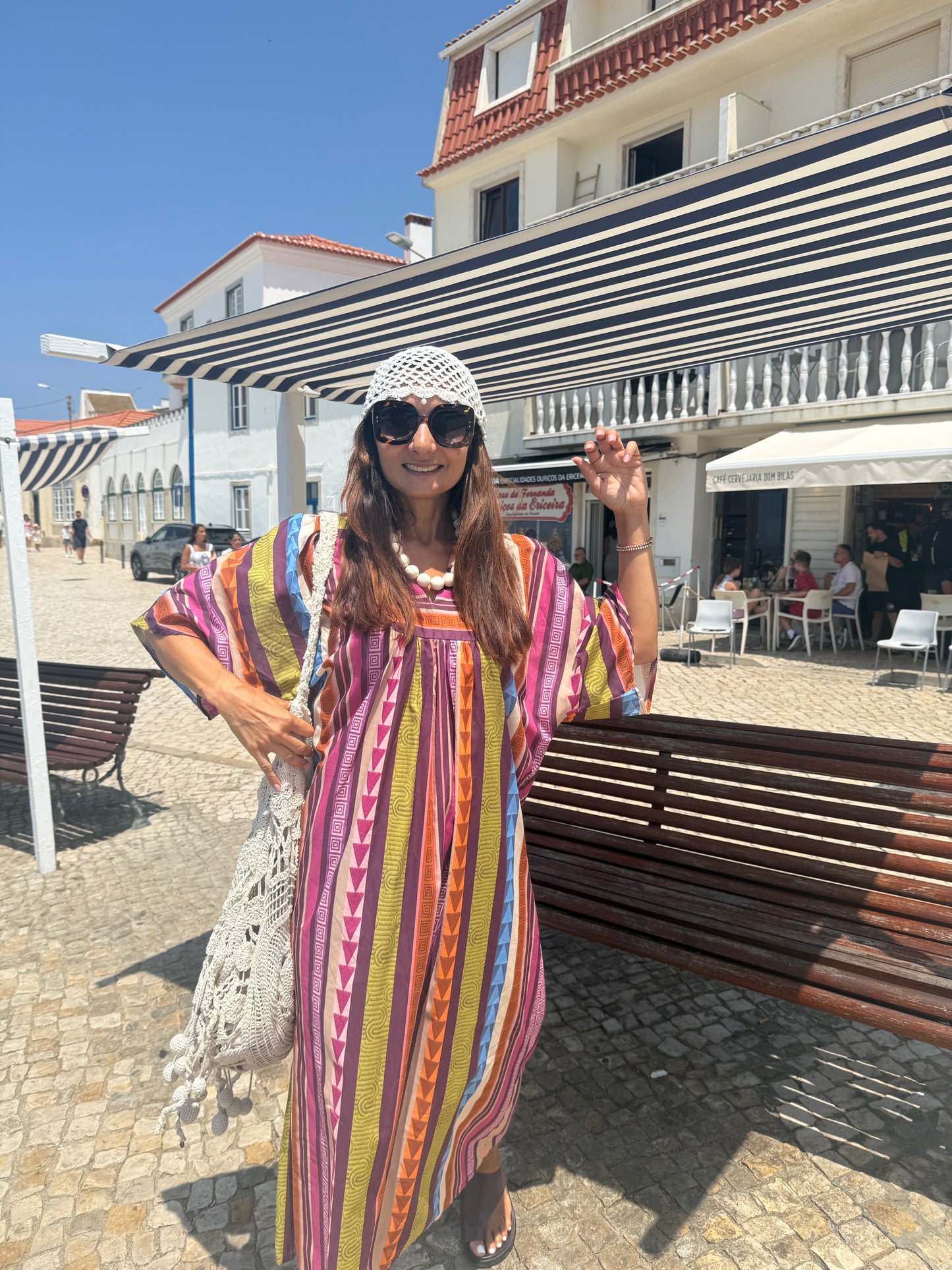 Vestido Casablanca com risca azul