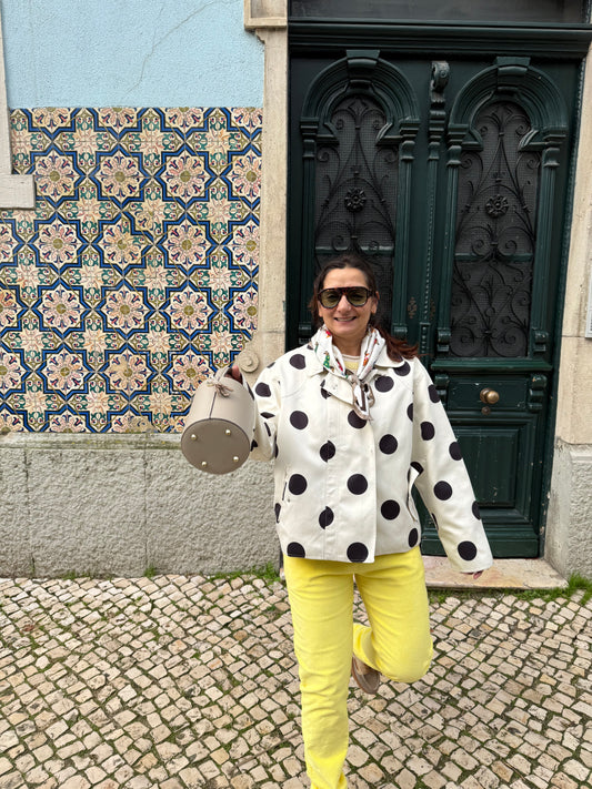 Casaco/ gabardine polka dots