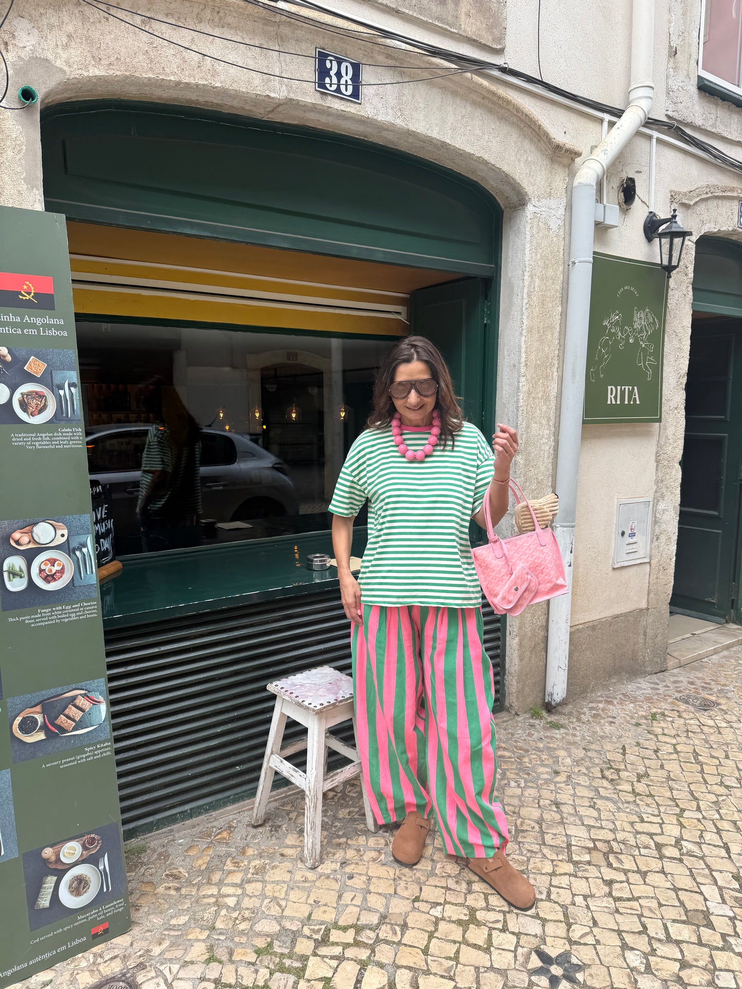 Calças rosa ricas