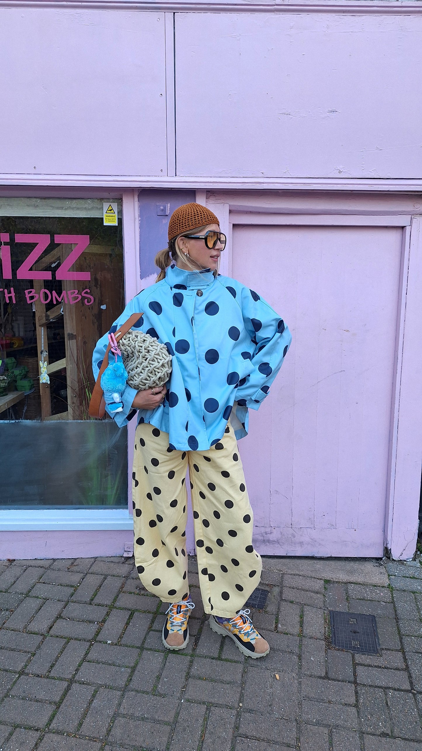 Casaco/ gabardine polka dots Azul