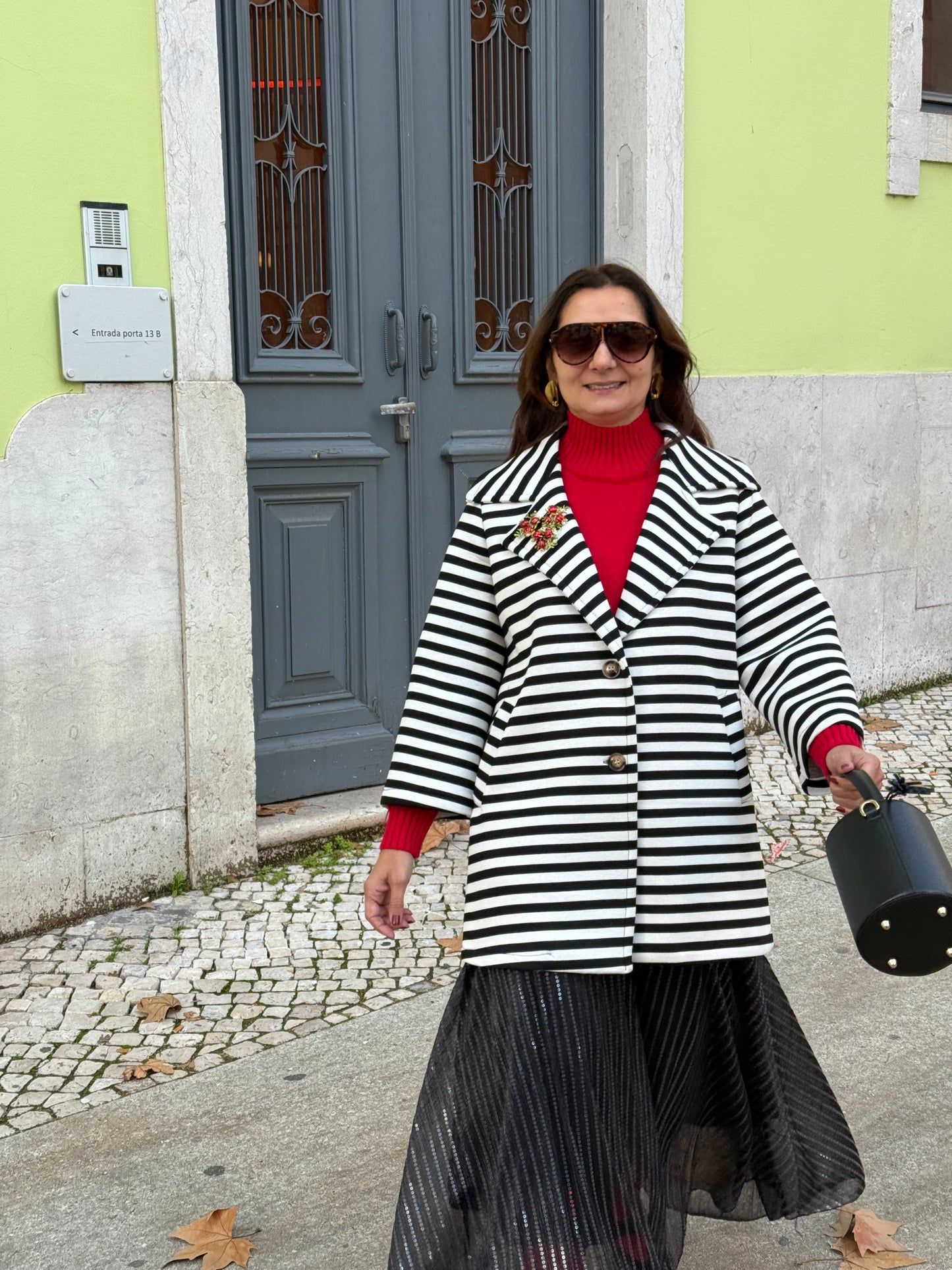 Casaco de riscas preto